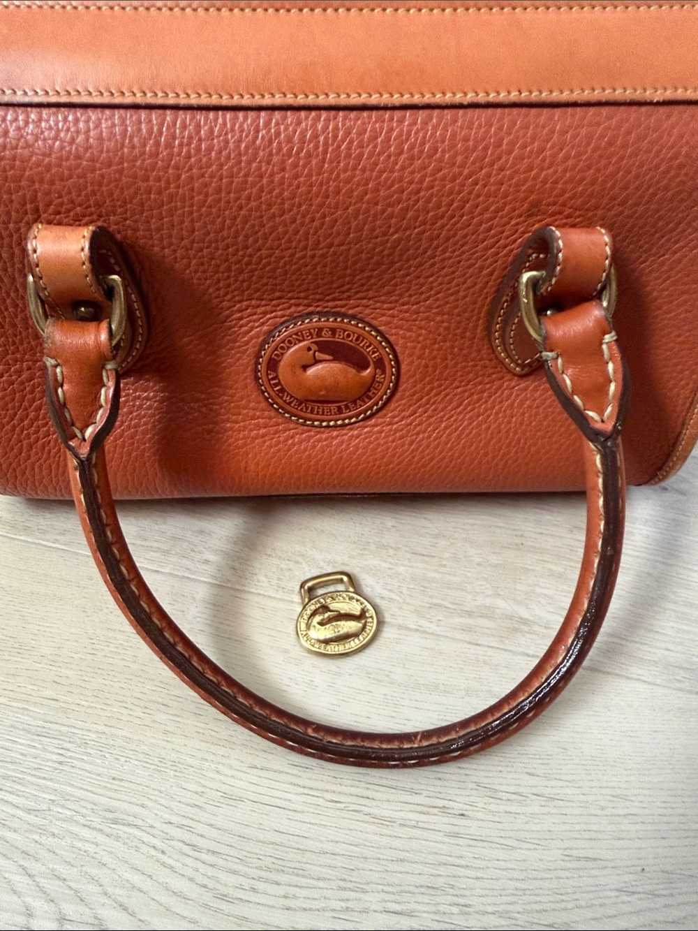 Dooney & Bourke Vintage Pebbled Leather Satchel - Tan Brown - Picture 14 of 16